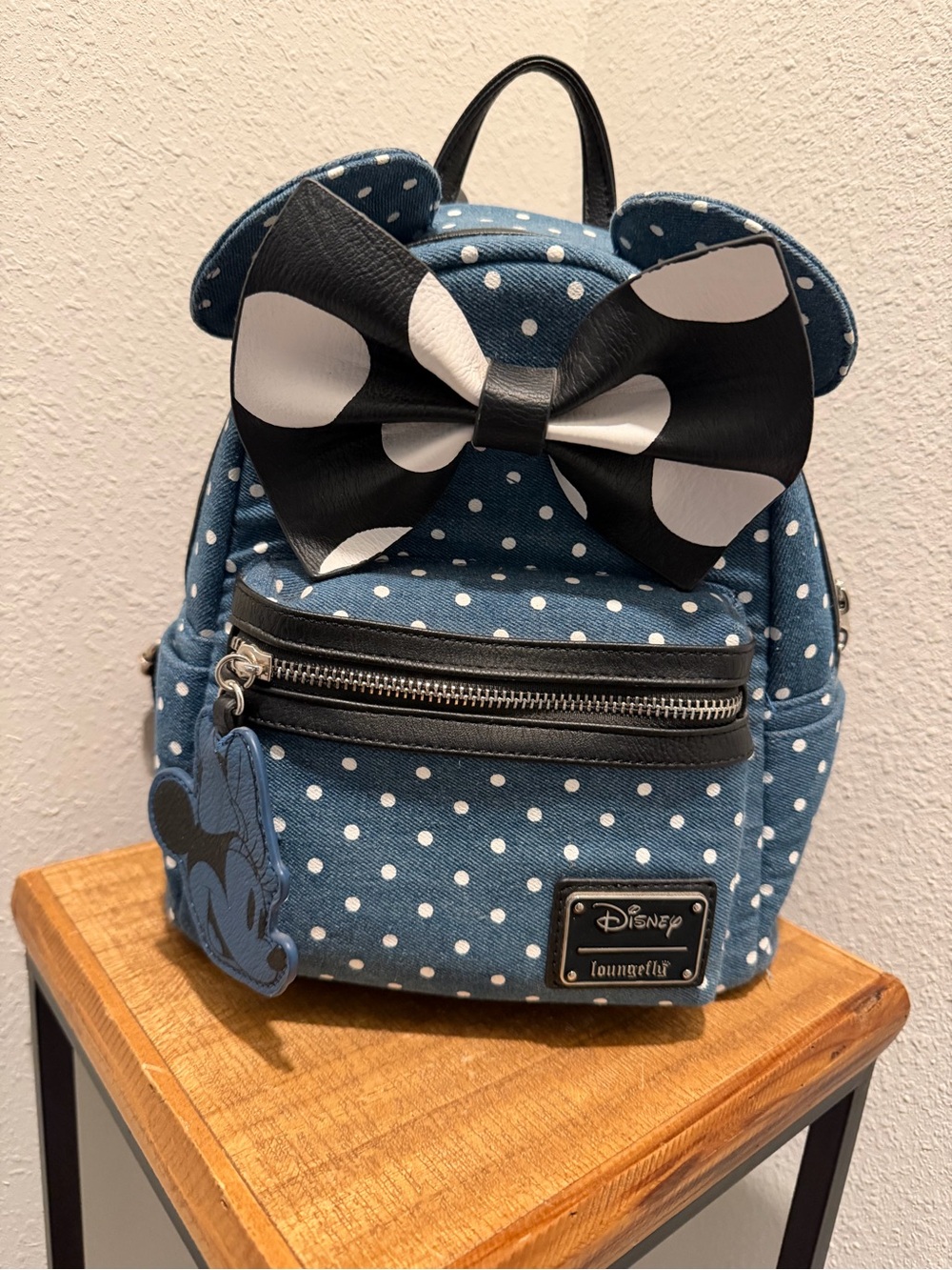 Loungefly Jean Polka Dot Blue Minnie Bow Backpack